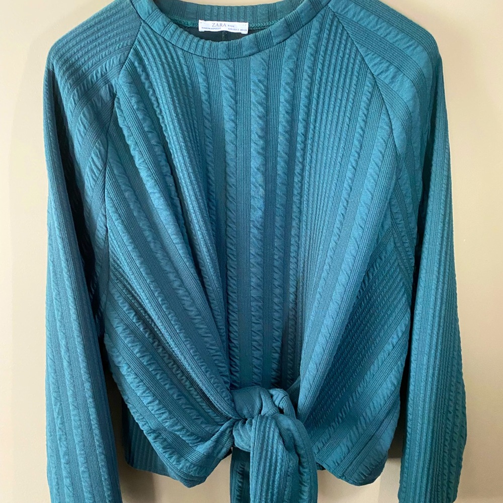 Zara basic sweater with exaggerated front tie knot